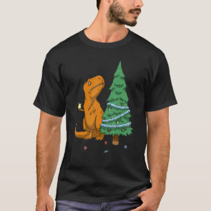 T-shirt Dinosaur Arbre de Noël Rex La Lutte Garçons Noël