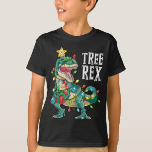 T-shirt Dinosaur Arbre de Noël Rex Pyjamas de Noël Lumière