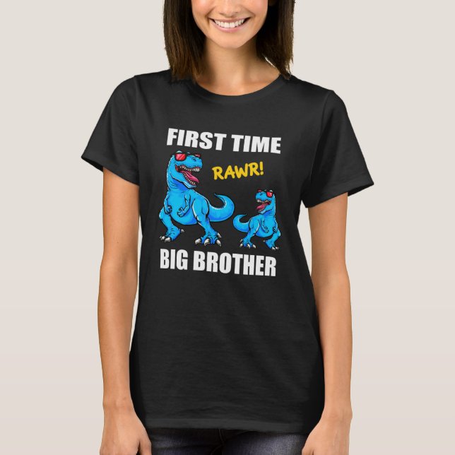 T-shirt Dinosaur Big Bro  Baby Announcement First Time Bro (Devant)