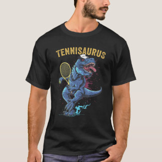 T-shirt Dinosaur drôle jouer Tennis Retro Style Tennisau