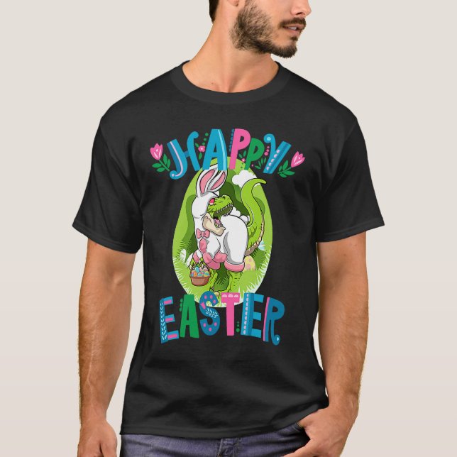 T-shirt Dinosaur Easter Basket With Eggs Happy Easter  1 (Devant)