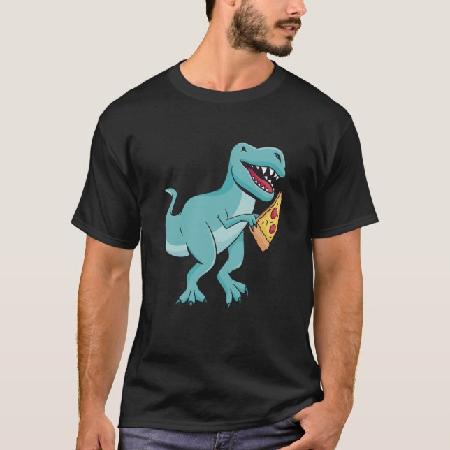 T-shirt Dinosaur Eating Pizza Rex Tyrannosaurus Dino (Devant)