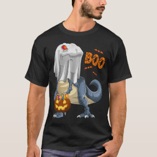T-shirt Dinosaur fantôme T rex Funny Boo Citrouille d'Hall