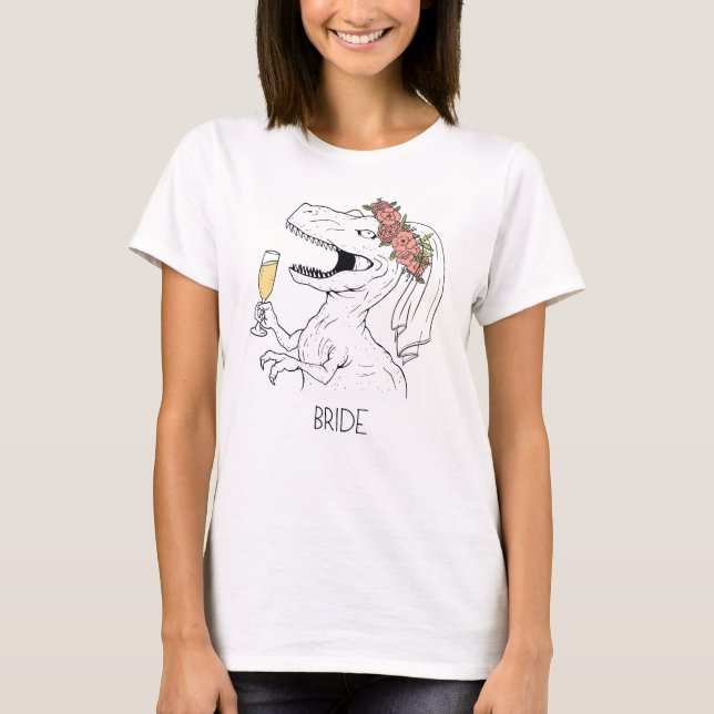 T-shirt Dinosaur Flower Crown Mariée Tee (Devant)