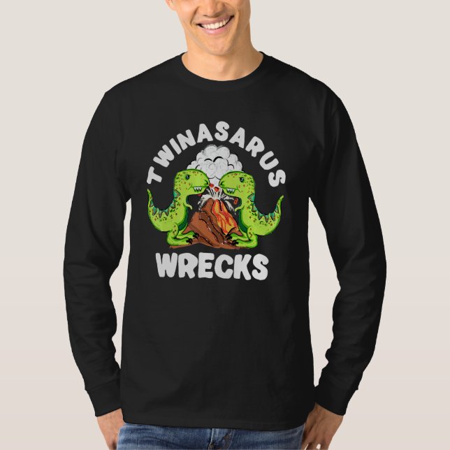 T-shirt Dinosaur Frères jumeaux Twinasaurus épaves T-Rex V (Devant)