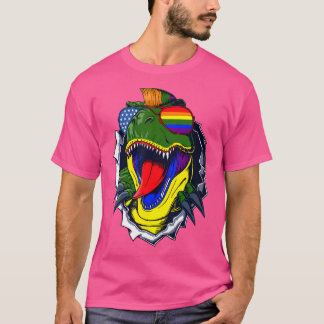 T-shirt Dinosaur Gay Lgbt-Q Pride Ally Rainbow Drapeau T-R