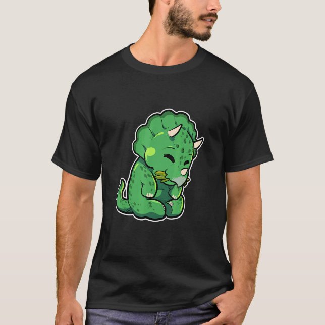 T-shirt Dinosaur Lover Cute Triceratops (Devant)