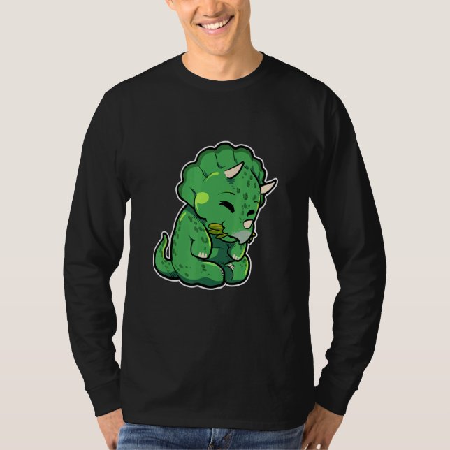 T-shirt Dinosaur Lover Cute Triceratops (Devant)