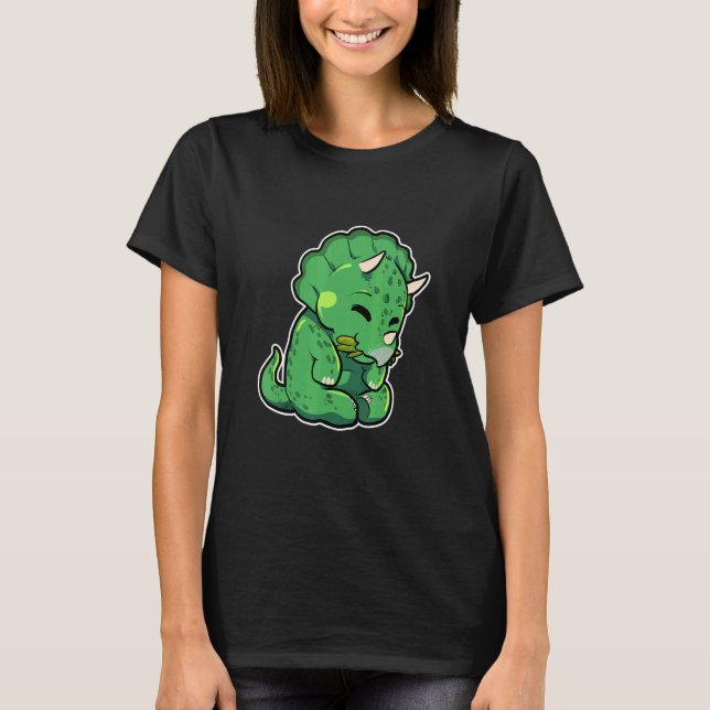 T-shirt Dinosaur Lover Cute Triceratops (Devant)