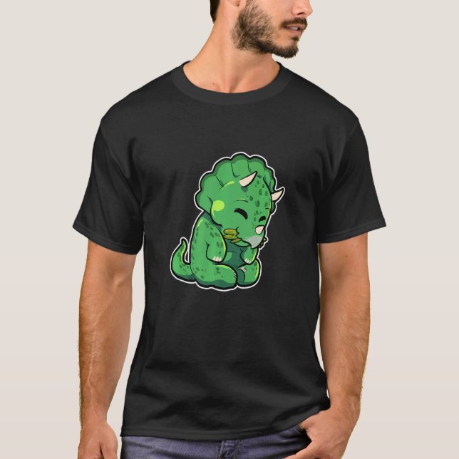 T-shirt Dinosaur Lover Cute Triceratops Premium (Devant)