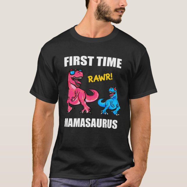 T-shirt Dinosaur Mama  Baby Announcement First Time Mamasa (Devant)