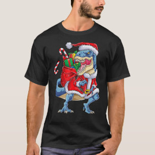 T-shirt Dinosaur Noël Père Noël Rex Garçons Hommes Noël