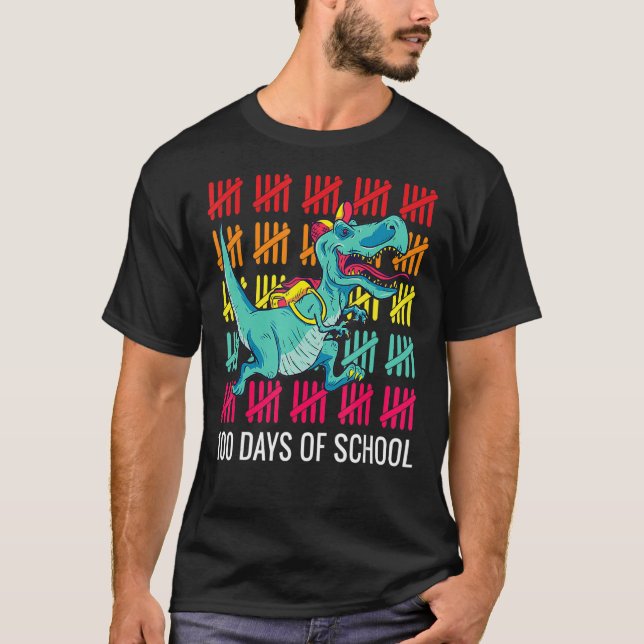 T-shirt Dinosaur Rex 100 Jours D'Enseignants Étudiants (Devant)