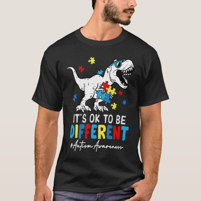 T-shirt Dinosaur Rex Différents Mois Sensibilisation sur l (Devant)