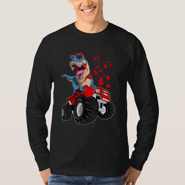 T-shirt Dinosaur Rex équitation Monster Camion Valentines  (Devant)