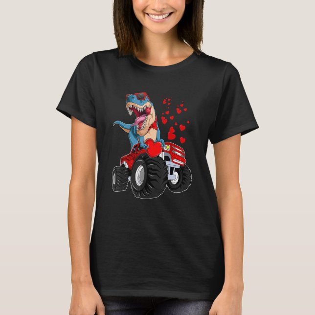 T-shirt Dinosaur Rex équitation Monster Camion Valentines  (Devant)