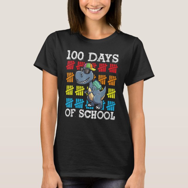 T-shirt Dinosaur Rex Joyeux 100e Jour de l'école Dino Enfa (Devant)