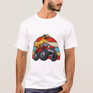T-shirt Dinosaur Riding Monster Truck Lazy Halloween Costu