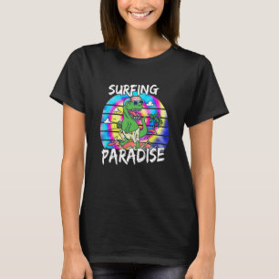 T-shirt Dinosaur Surf Paradise Aloha Hawaii Beach Summe