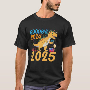 T-shirt Dinosaur T Rex au revoir 2024 Bonjour 2025 Happy N