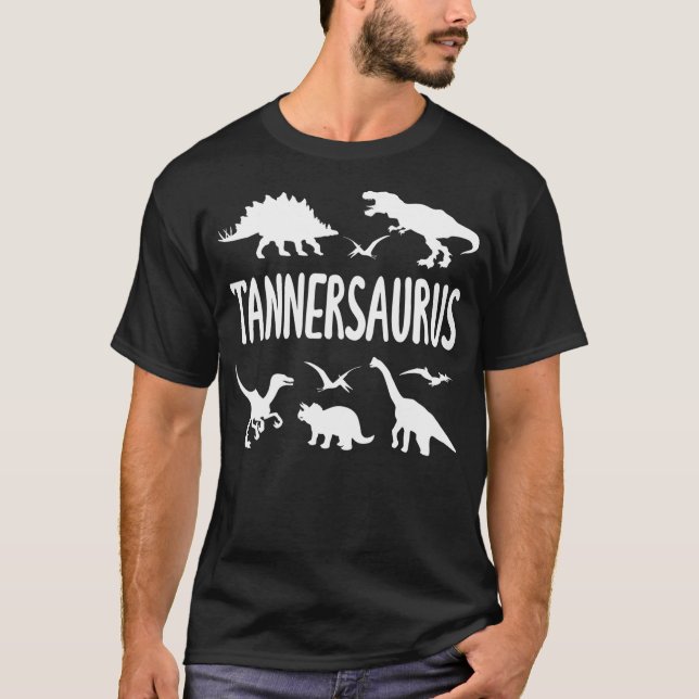 T-shirt Dinosaur T Rex Dino Tanner Tannersaurus Boys Name (Devant)