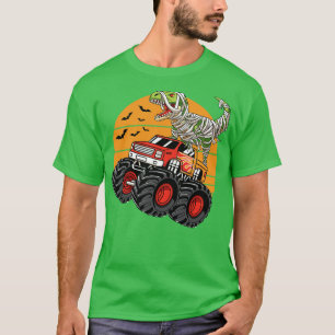 T-shirt DInosaur T Rex Mummy Riding Monster Camion Hallowe
