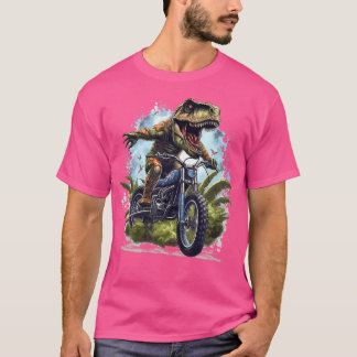 T-shirt Dinosaur T Rex Sur Vélo Dirt Drôle Dinosaur Motorb