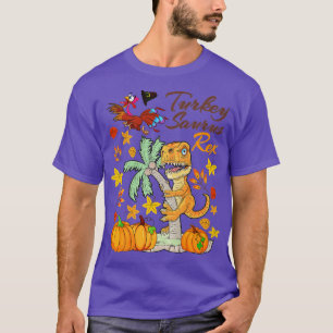 T-shirt Dinosaur Thanksgiving Boys Turkey Saurus T rex Pil