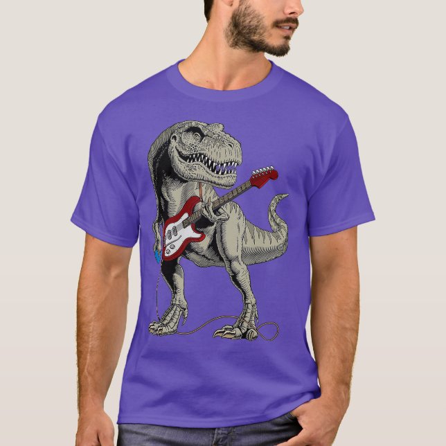 T-shirt Dinosaur TRe jouer basse guitare cadeau Tee (Devant)