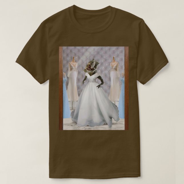 T-shirt Dinosaur TRe Mariée portant une robe Mariage (Design devant)