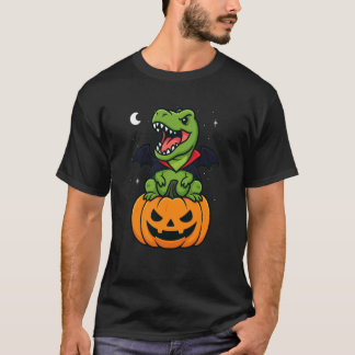 T-shirt Dinosaur Trex Lover Vampire Pumpkin Halloween Boys