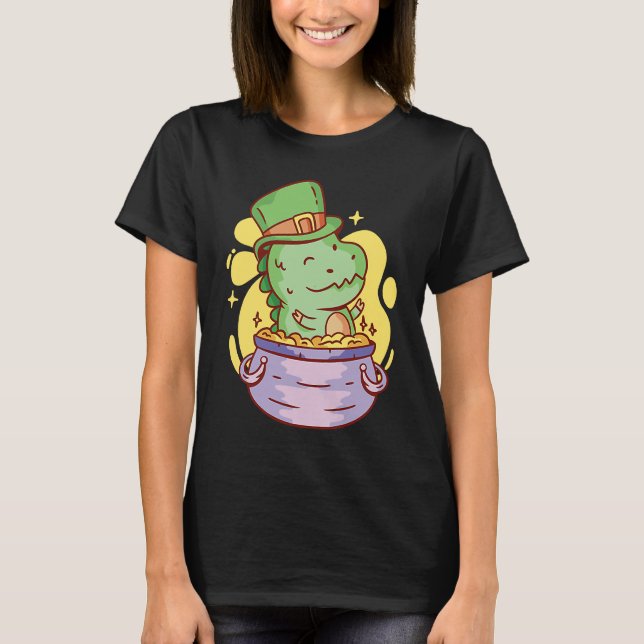 T-shirt Dinosaur Tyrannosaurus Rex Rex Reptile St Patricks (Devant)