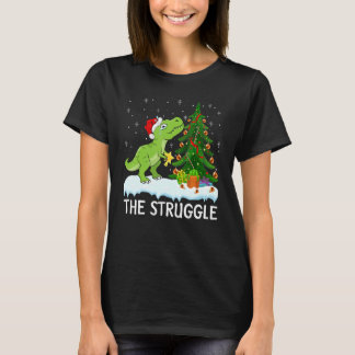 T-shirt Dinosaur Xmas Lights The Struggle Dinosaur Christm