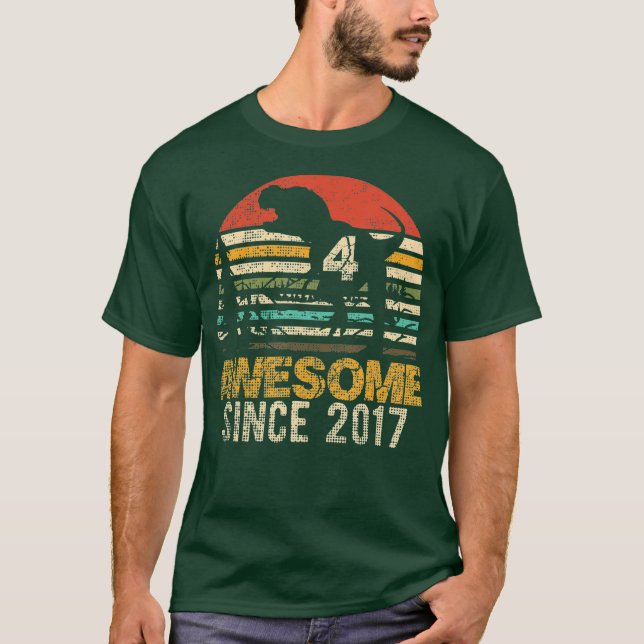 T-shirt Dinosaure 4 Ans Enfants de 4 Ans depuis (Devant)