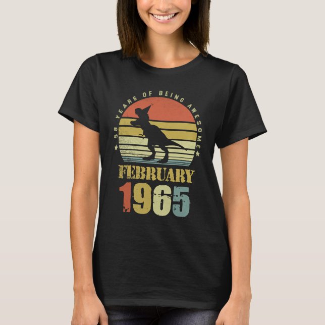 T-shirt Dinosaure 58 Ans Février Depuis 1965 58e Bir (Devant)
