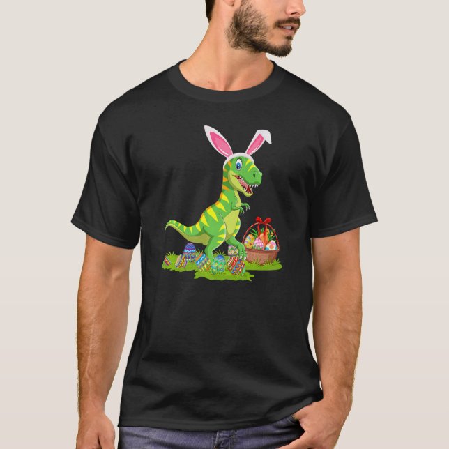 T-shirt Dinosaure Chasse aux oeufs de Pâques Bunny Dinosau (Devant)