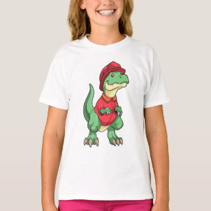 T-shirt Dinosaure comme pompier avec casque d'incendie
