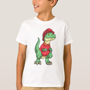 T-shirt Dinosaure comme pompier avec casque d'incendie