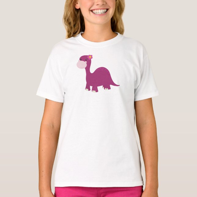 T-shirt Dinosaure Cute, Dinosaure Fille, Dinosaure Rose, D (Devant)