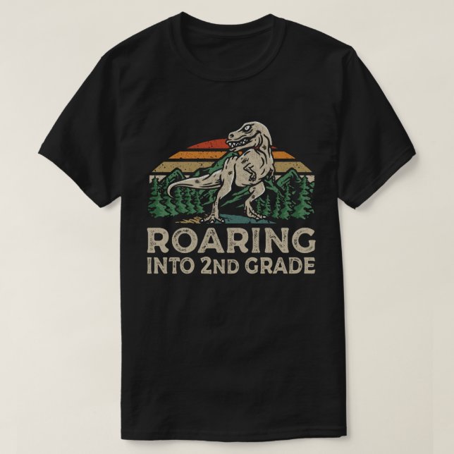 T-shirt Dinosaure de 2e année T Rex Retour à l'école (Design devant)