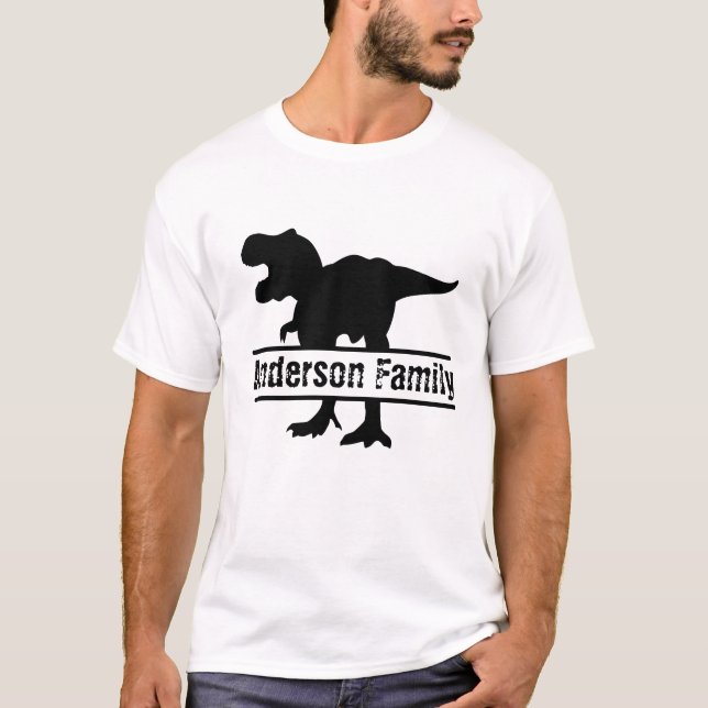 T-shirt Dinosaure de famille T-Rex personnalisable cool (Devant)