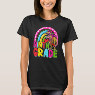 T-shirt Dinosaure De Neuvième Année Filles Arc-En-Ciel Enf