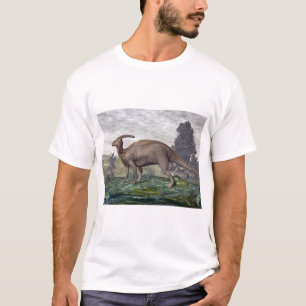 T-shirt Dinosaure de Parasaurolophus parmi des arbres de