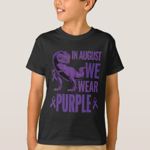 T-shirt Dinosaure En Août Nous Portons Violet Rainbow Over