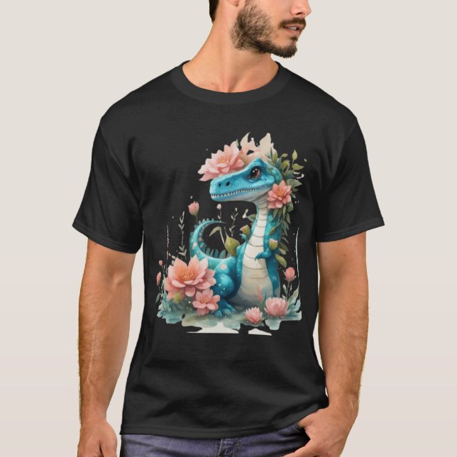 T-shirt Dinosaure floral mou (Devant)