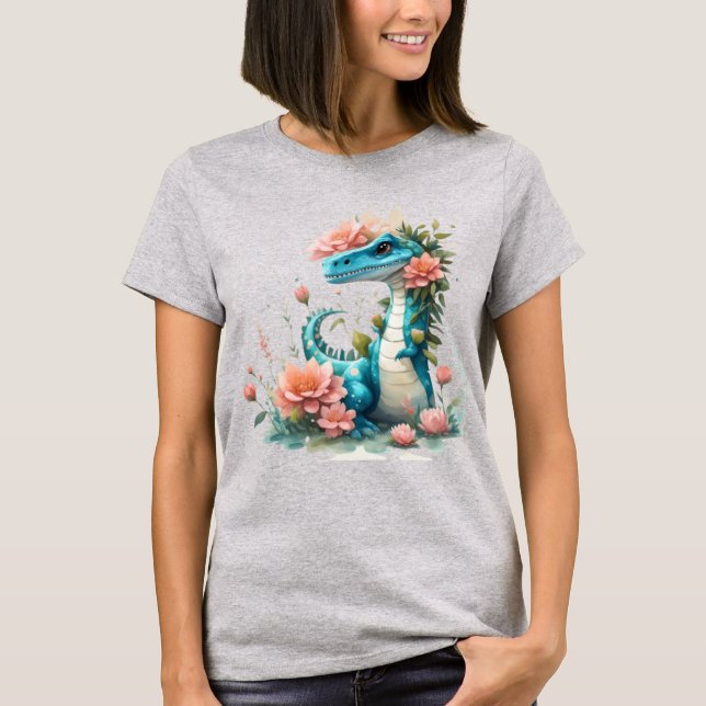 T-shirt Dinosaure floral mou (Devant)