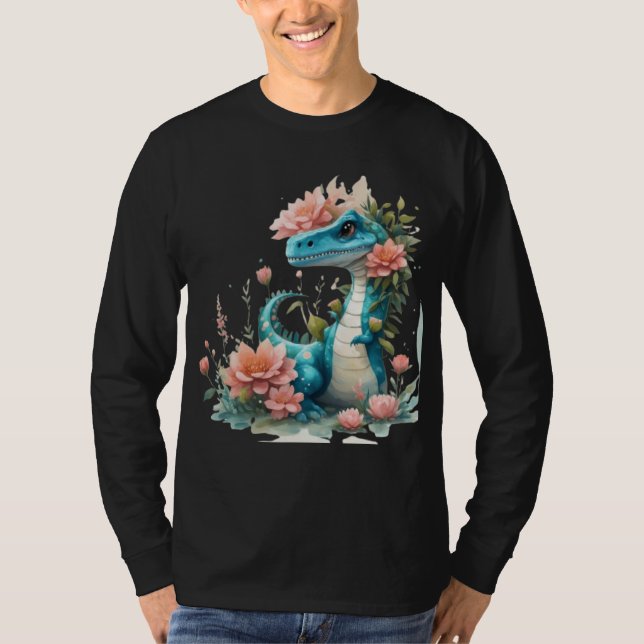 T-shirt Dinosaure floral mou (Devant)