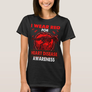 T-shirt Dinosaure Je Porte Le Rouge Pour La Sensibilisatio