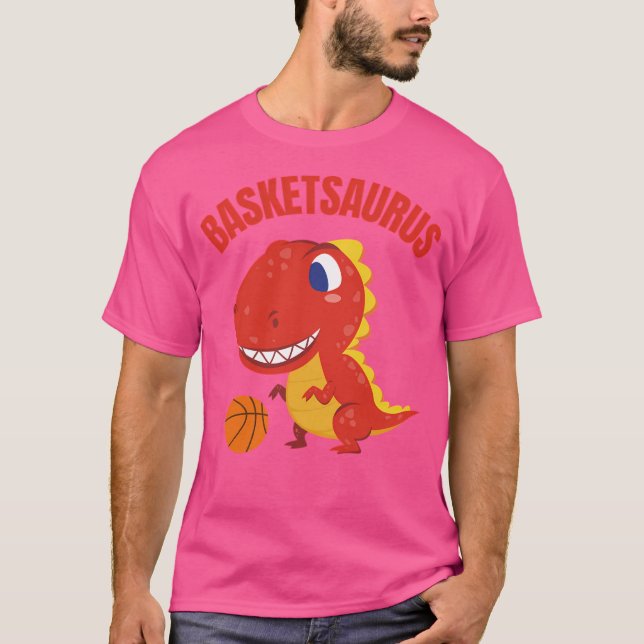 T-shirt Dinosaure Jouant Au Basket-Ball (Devant)