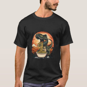 T-shirt Dinosaure mangeant des nouilles Ramen Mont Fuji Di